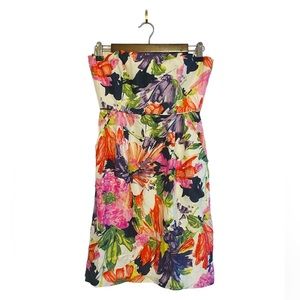 Floral Strapless Silk J. Crew Dress W/ Pockets